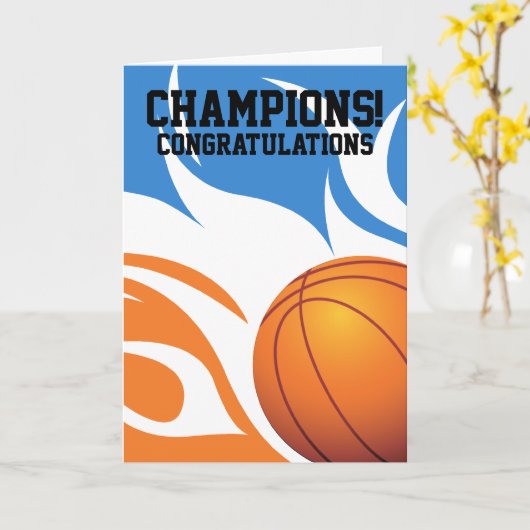 Flaming Basketball B&O Gefeliciteerd Kaart (Gele Bloem)