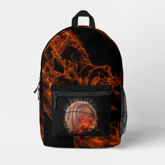Flaming Basketball Bedrukte Rugzak (Voorkant)