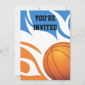 Flaming Basketball Birthday B/O Partij Kaart (Voorkant)