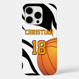 Flaming Basketball Black en White iPhone 16 Pro Hoesje