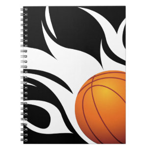 Flaming Basketball Black en White Notitieboek