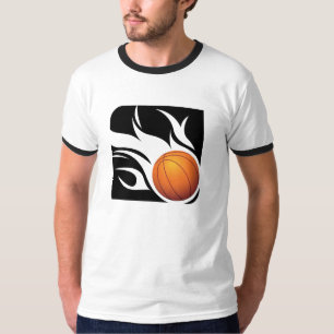 Flaming Basketball Black en White T-shirt