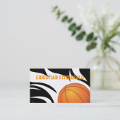 Flaming Basketball Black en White Visitekaartje (Staand voorkant)