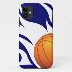 Flaming Basketball Blue en White iPhone 11 Hoesje