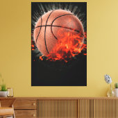Flaming Basketball Canvas Afdruk (Insitu (Woonkamer))
