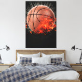 Flaming Basketball Canvas Afdruk (Insitu (Slaapkamer))