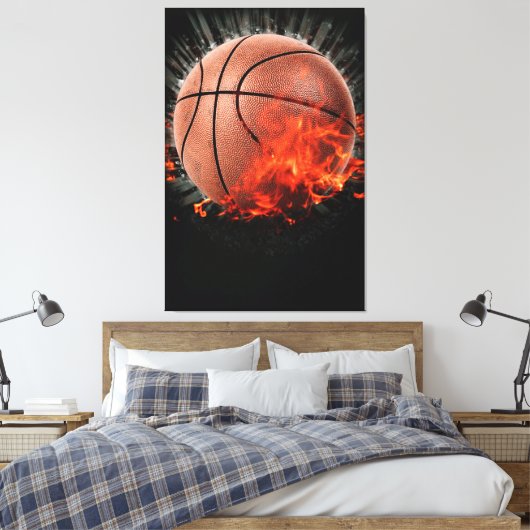 Flaming Basketball Canvas Afdruk (Insitu (Slaapkamer))