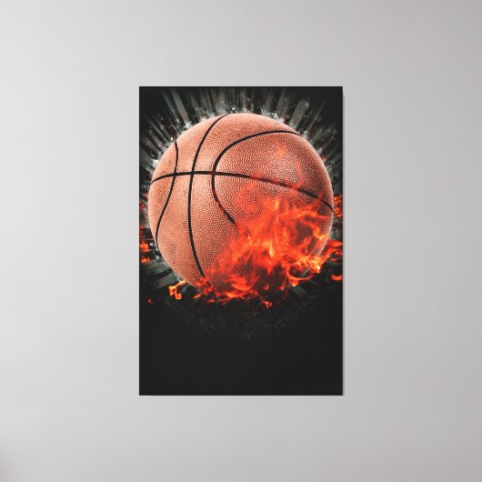 Flaming Basketball Canvas Afdruk (Voorkant)
