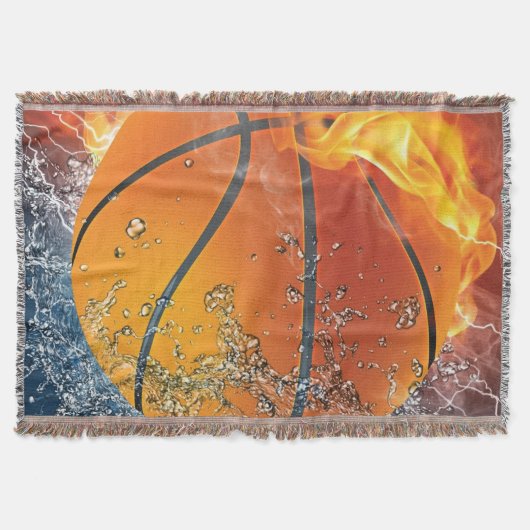 Flaming Basketball Deken (Voorkant)