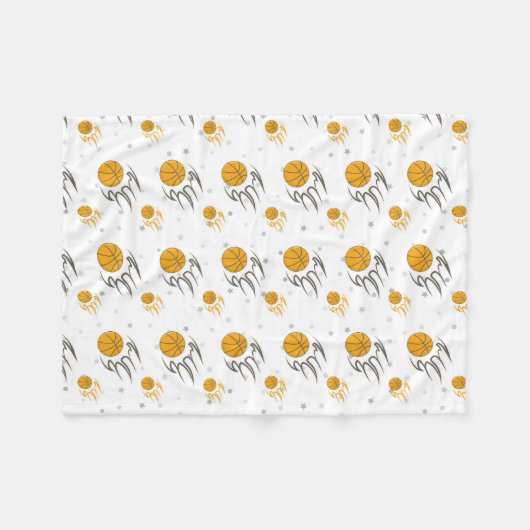 Flaming Basketball Fleece Deken (Voorkant (Horizontaal))