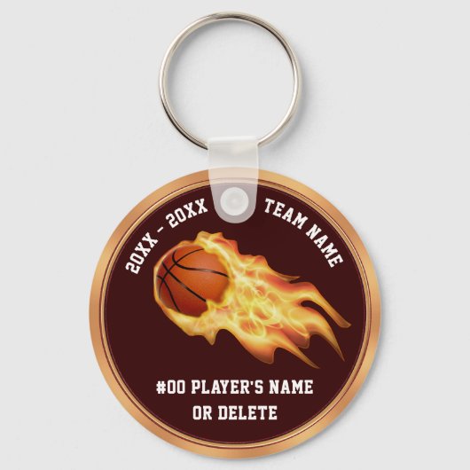 Flaming Basketball Gifts for Players PERSONALIZED Sleutelhanger (Voorkant)