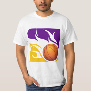 Flaming Basketball Paars en Gold T-shirt