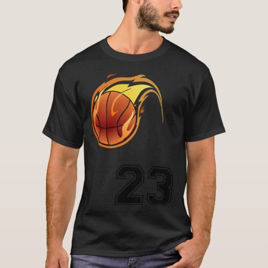 Flaming Basketball with Number 23 on the Front and T-shirt (Voorkant)