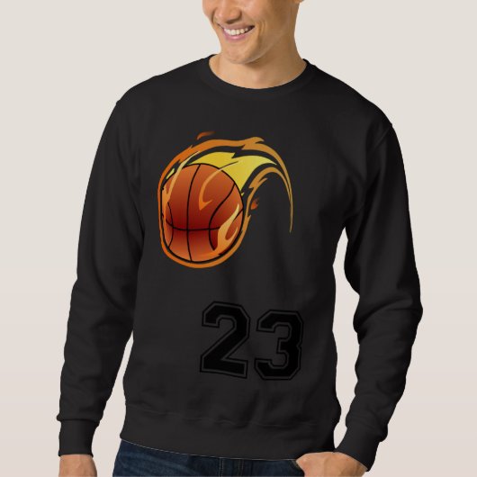 Flaming Basketball with Number 23 on the Front and Trui (Voorkant)