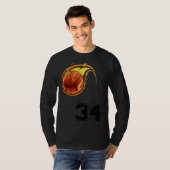 Flaming Basketball with Number 34 on the Front and T-shirt (Voorkant volledig)