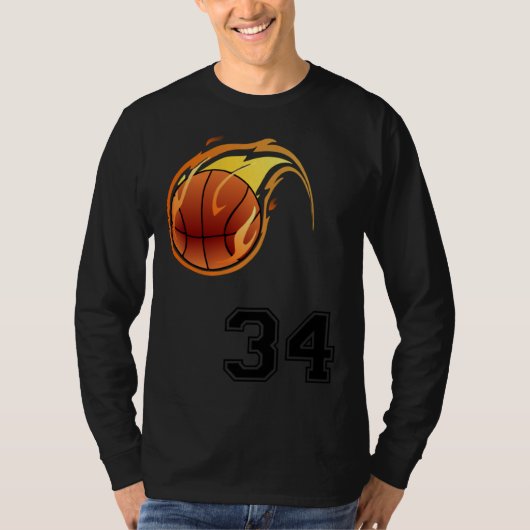 Flaming Basketball with Number 34 on the Front and T-shirt (Voorkant)