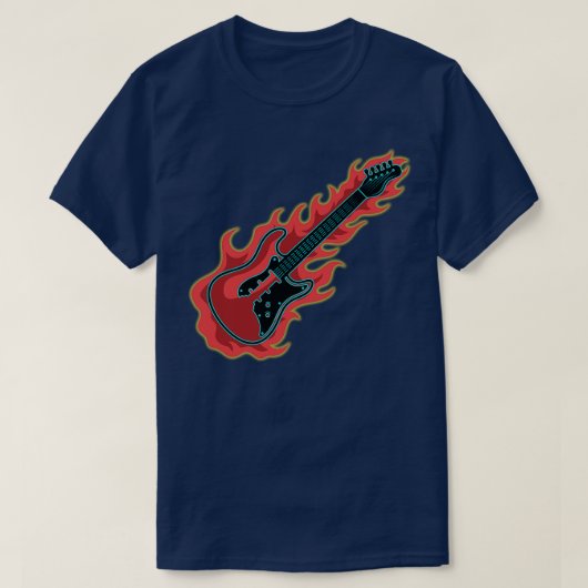 Flaming Bass Guitar T-shirt (Design voorkant)