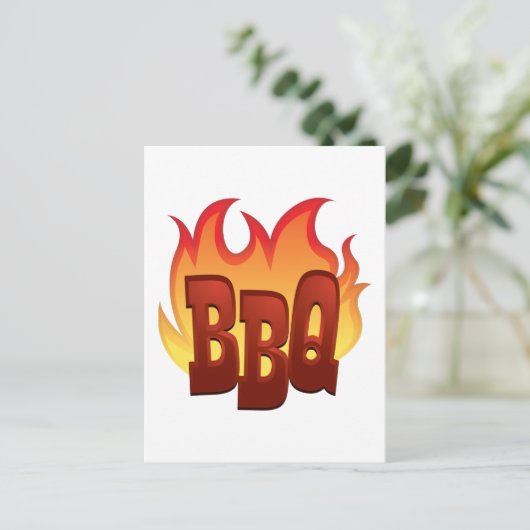 Flaming BBQ Briefkaart (Staand voorkant)
