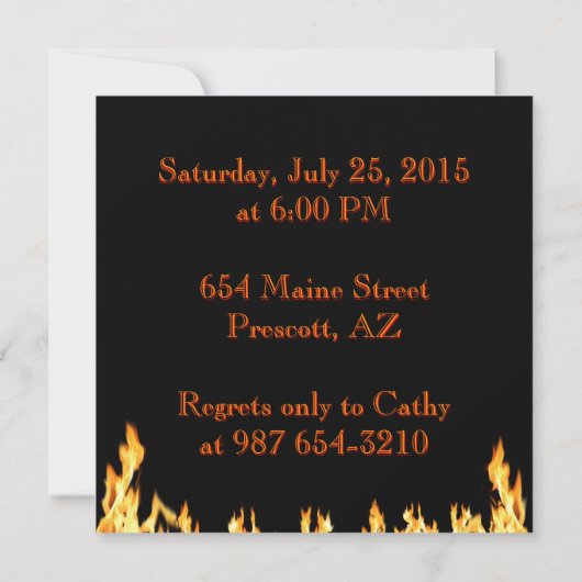 Flaming BBQ Invitation Kaart (Achterkant)