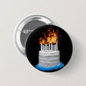 Flaming Birthday Cake Ronde Button 5,7 Cm (Voorkant /achterkant)