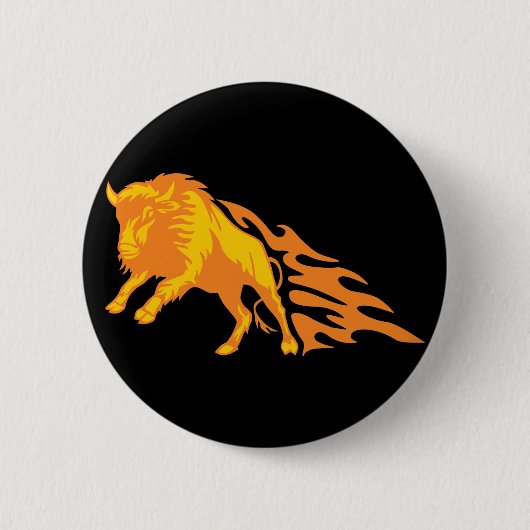 Flaming Bison #3 Ronde Button 5,7 Cm (Voorkant)