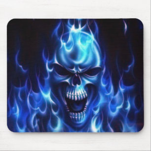 Flaming Blue Skull Muismat