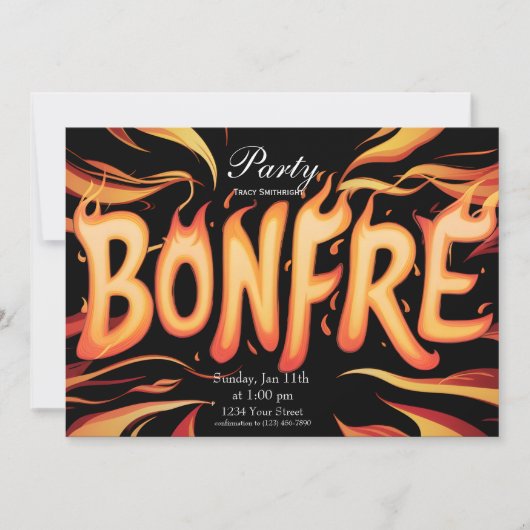 Flaming Bonfire Word Art Kaart (Voorkant)