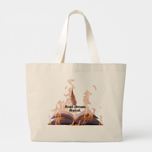 Flaming Book Jumbo Tote Bag - Read Dream Repeat (Achterkant)