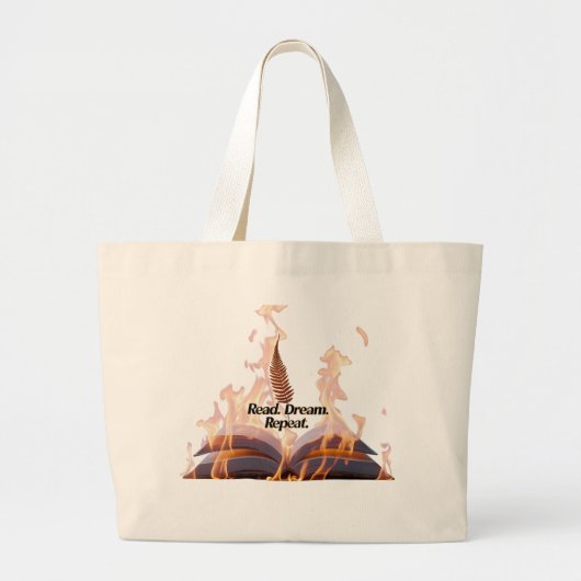 Flaming Book Jumbo Tote Bag - Read Dream Repeat  (Voorkant)