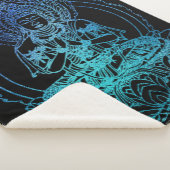 Flaming Buddha in Blauwgroen en blauw Sherpa Deken (3/4)