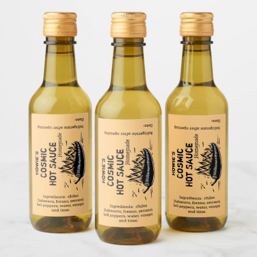 Flaming Chili Pepper Homemade Hot Sauce Custom Wijn Etiket (Flessen)