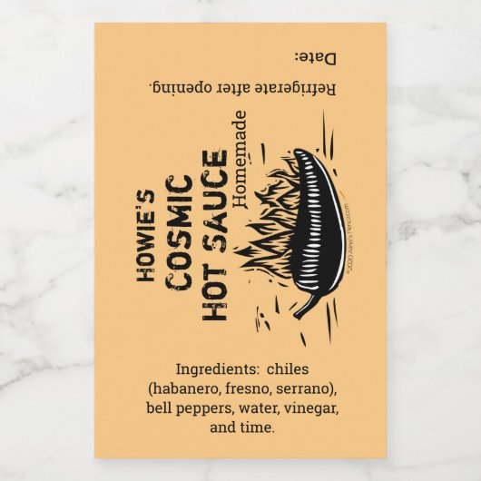 Flaming Chili Pepper Homemade Hot Sauce Custom Wijn Etiket (Enkel label)