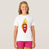 Flaming Chili Pepper Meisjes T-shirt (Voorkant volledig)