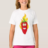 Flaming Chili Pepper Meisjes T-shirt (Voorkant)