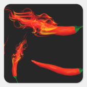 Flaming Chili Peppers Vierkante Sticker (Voorkant)