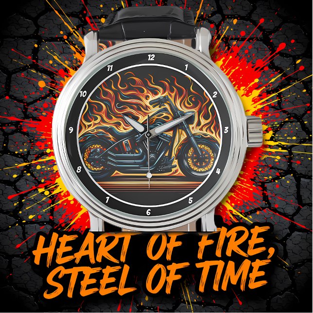 Flaming Chopper, Fiery Watch Face. Horloge (Creator heeft geüpload)