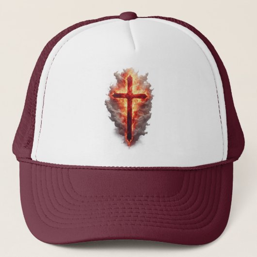 Flaming Christian Cross Trucker Hat Pet (Voorkant)