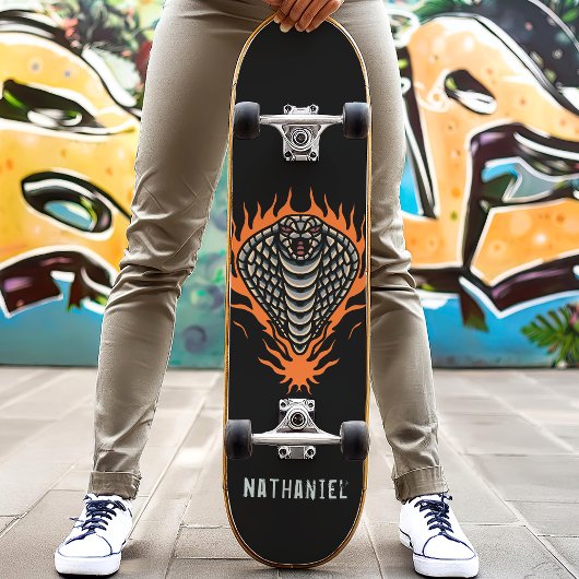 Flaming Cobra Snake Custom Name Persoonlijk Skateboard