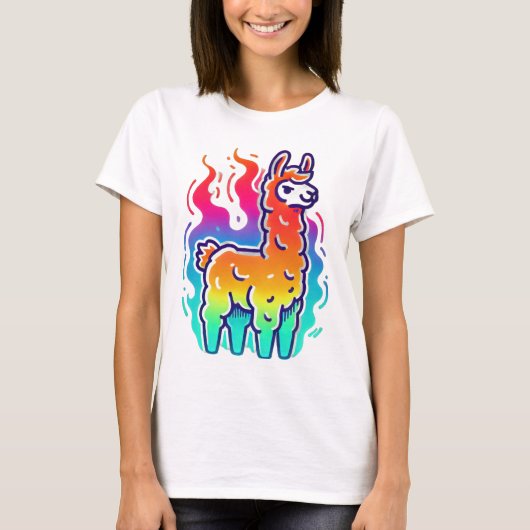 Flaming Cool: De rebel lama T-shirt (Voorkant)