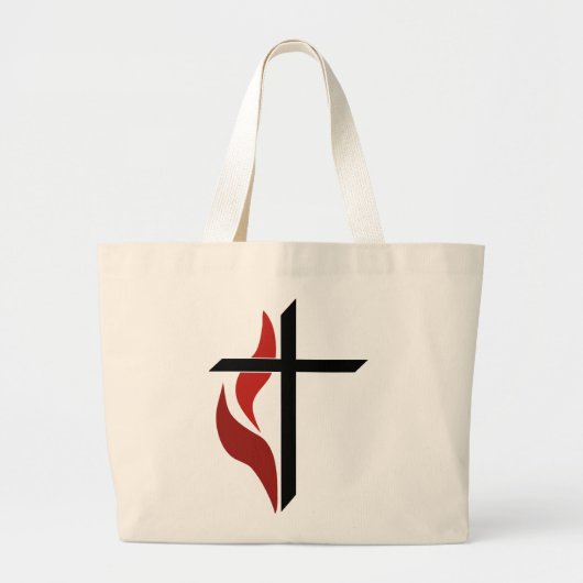 Flaming Cross Grote Tote Bag (Voorkant)