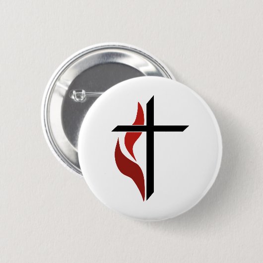 Flaming Cross Ronde Button 5,7 Cm (Voorkant /achterkant)