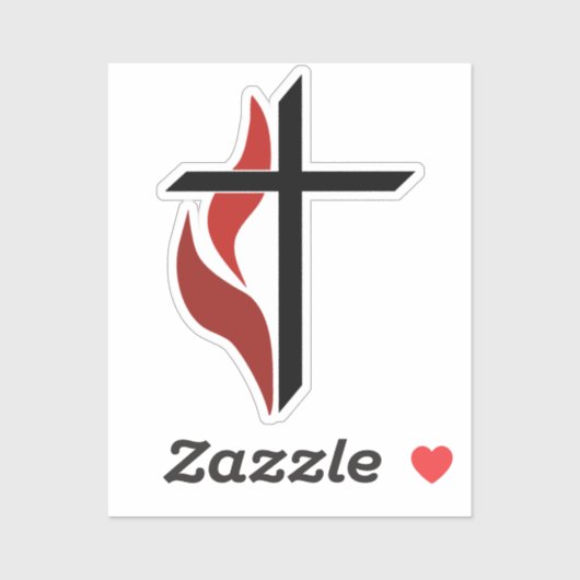 Flaming Cross Sticker (Vel)