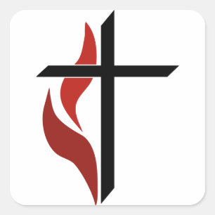 Flaming Cross Vierkante Sticker