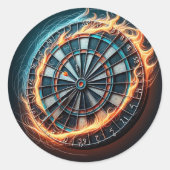 Flaming Dart Arena Ontsteek de passie van de Darts Ronde Sticker (Voorkant)