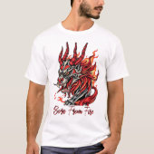 Flaming Demon Dragon Head T-shirt (Voorkant)