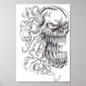 Flaming Demonic Skull Art Poster (Voorkant)