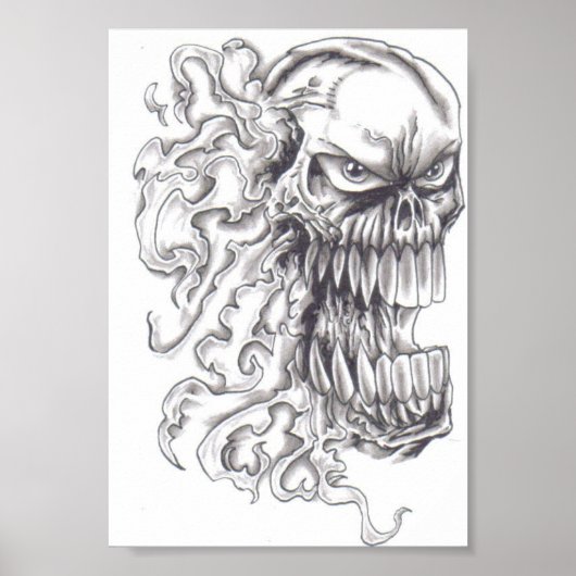 Flaming Demonic Skull Art Poster (Voorkant)