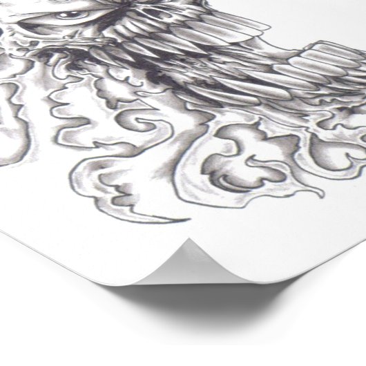 Flaming Demonic Skull Art Poster (Hoek)