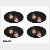 Flaming Dice Ovale Sticker (Vel)