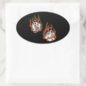 Flaming Dice Ovale Sticker (Tas)